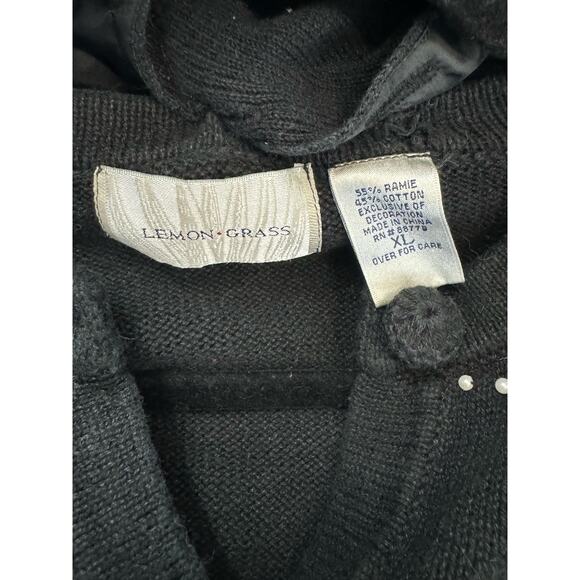 Vintage Lemon Grass Ugly Christmas Sweater Sz L Poinsettia w/ Scarf (READ) - Picture 7 of 9